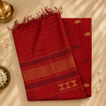 Red Pure Tussar Silk Saree – Handwoven Heritage Elegance