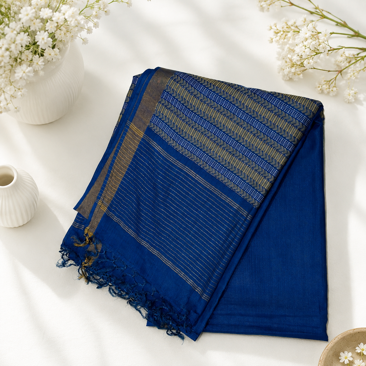 Royal Blue Pure Kosa Silk Saree