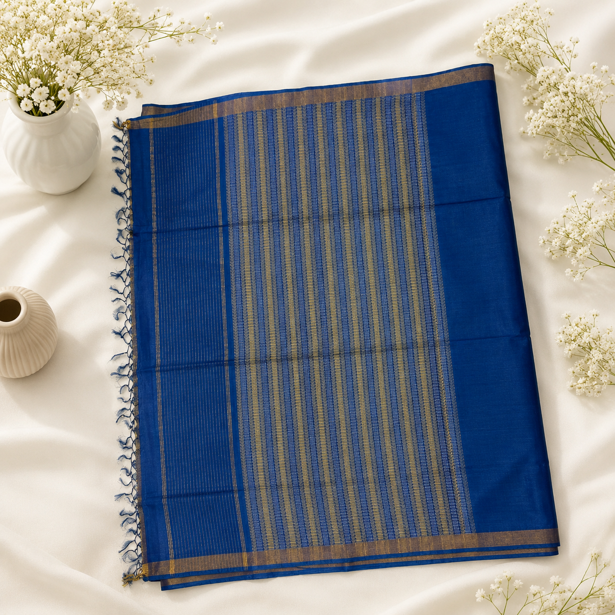 Royal Blue Pure Kosa Silk Saree