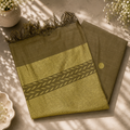 Mehandi Green Pure Kosa Silk Saree – Handwoven Heritage Elegance