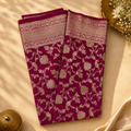 Gulabi Jaal Pure Banarasi Katan Silk Saree – Royal Magenta with Antique Gold Zari Floral Jaal