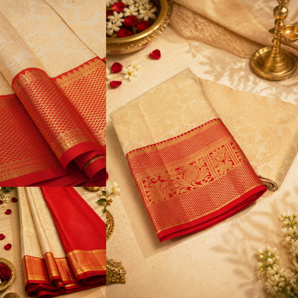 Rashmika Vijay Pure Silk Handwoven Kanjivaram Brocade Saree