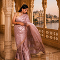 Antique Bronze Handwoven Pure Tassar Silk Saree with Subtle Zari Borders