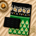 Pochampally Ikkat Cotton Saree – Emerald Green & Black Handwoven Elegance