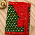 Pochampally Ikkat Cotton Saree – Emerald Green & Scarlet Red Handwoven Class