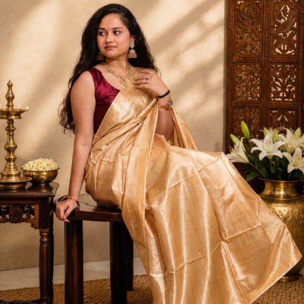 Kanak Booti Handwoven Pure Kosa Silk Saree