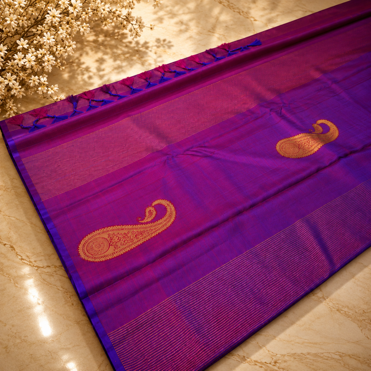 Neelambar Blue Pure Kanjivaram Silk Saree with Rich Zari Weave
