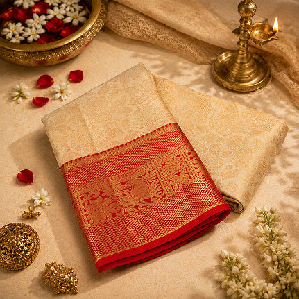 Rashmika Vijay Pure Silk Handwoven Kanjivaram Brocade Saree