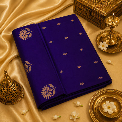Vaidehi Royal Handwoven Pure Banarasi Silk Saree with Sunflower Motifs