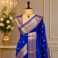 Royal Blue Semi Katan Silk Saree with Zari Border & Buti
