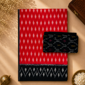 Crimson Red Pochampally Ikkat Cotton Saree – Red with Black Contrast Border